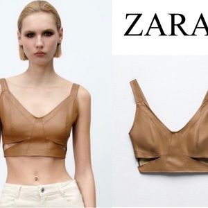 Zara faux leather crop top with cut outs